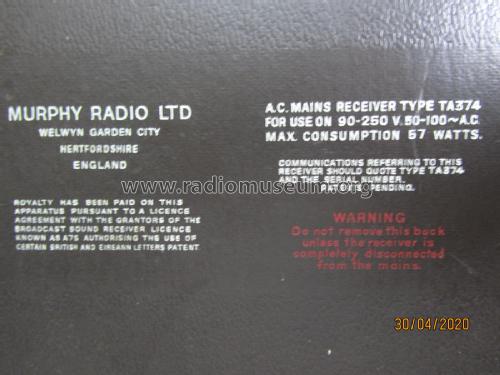 TA374; Murphy Radio Ltd.; (ID = 2520631) Radio