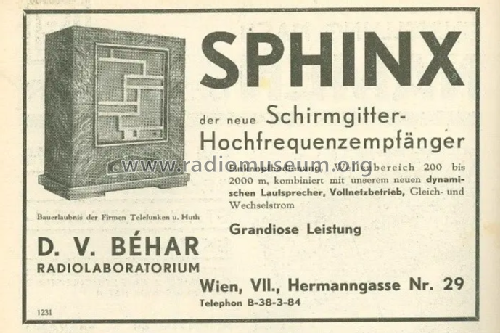 Sphinx WP3; Musicaphon Behar - (ID = 3050486) Radio