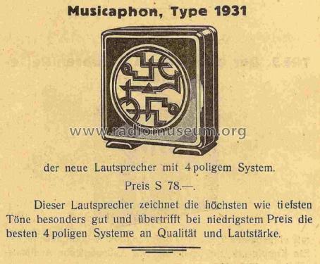 Type 1931; Musicaphon Behar - (ID = 822213) Speaker-P
