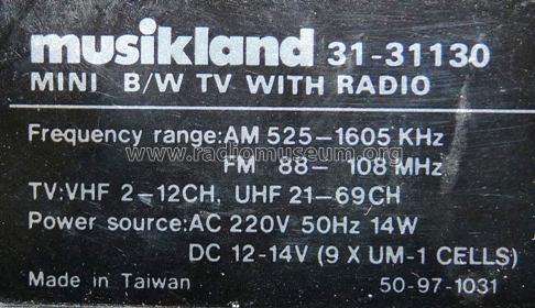 Mini B/W-TV with Radio 31-31130; Musikland; (ID = 714810) TV Radio