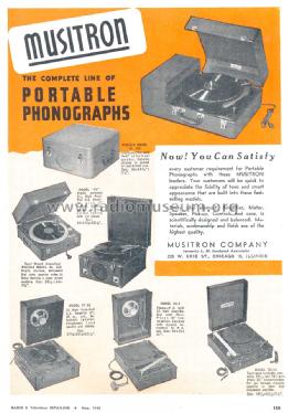 PT-10 portable Phonograph ; Musitron Co., 'The', (ID = 1108883) Enrég.-R