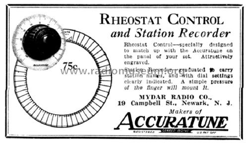 Accuratune Rheostat Control ; Mydar Radio Company; (ID = 1277286) Bauteil