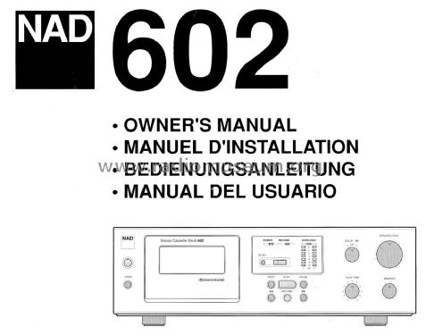 Stereo Cassette Deck 602; NAD, New Acoustic (ID = 1942204) R-Player