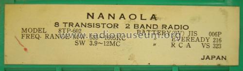 2 Band 8 Transistor 8TP 602; Nanaola Nanao Radio (ID = 2545285) Radio