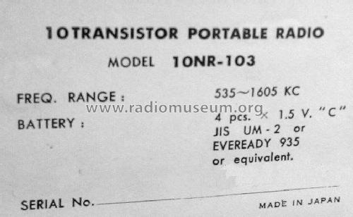 Hi-Fi 10 Transistor 10NR-103; Nanaola Nanao Radio (ID = 1633838) Radio