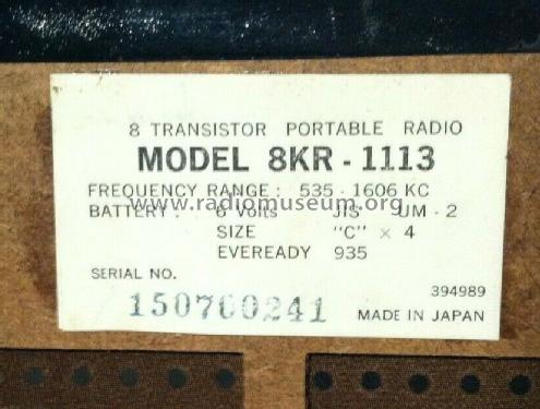 High Sensitivity 8 Transistor 8KR-1113; Nanaola Nanao Radio (ID = 2553610) Radio