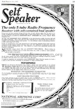 Somerset Self-Speaker 1926 Model 5; National Airphone (ID = 1544788) Radio
