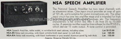 Speech Amplifier NSA; National Company; (ID = 2050939) Ampl/Mixer