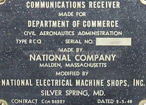 Communications Receiver RCQ; National Company; (ID = 612594) Commercial Re