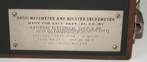 Wavemeter Decremeter Type CN 259; National Electric (ID = 1978230) Equipment