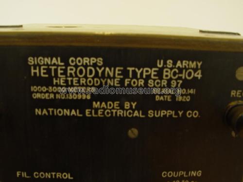 Heterodyne BC-104; National Electric (ID = 2253151) mod-pre26