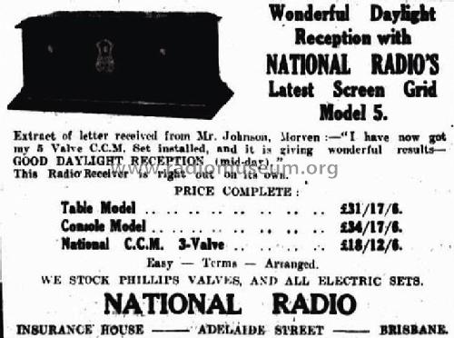 Screen Grid 5 Table ; National Radio; (ID = 1834842) Radio