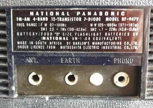 National Panasonic FM/AM/SW 4-Band RF-947Y; Barlow-Wadley Barlow (ID = 2953777) Radio