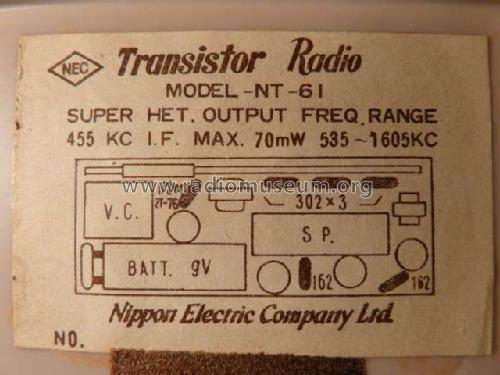 Six All Transistor NT-61; NEC Corporation, (ID = 2377473) Radio