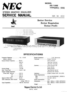 Stereo Graphic Equalizer AG-100E; NEC Corporation, (ID = 1856912) Ampl/Mixer