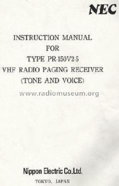 VHF Radio Paging Receiver PR-150V2-5; NEC Corporation, (ID = 1021143) Commercial Re