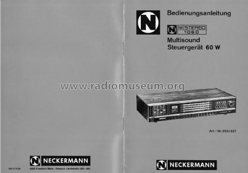 Multisound Steuergerät 1060 60W Art. Nr. 955/337; Neckermann-Versand (ID = 2642364) Radio