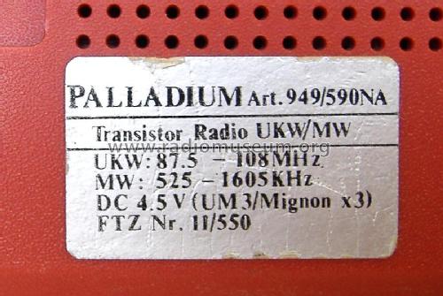 Palladium Transistor Radio UKW/MW Art. 949/590NA; Neckermann-Versand (ID = 1788792) Radio