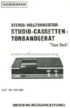 Stereo-Volltransistor Studio-Cassetten-Tonbandgerät 823/961; Neckermann-Versand (ID = 1154588) R-Player