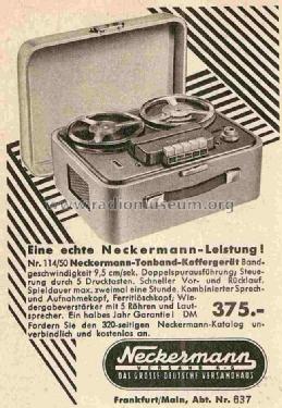 Tonband-Koffergerät 114/50; Neckermann-Versand (ID = 852481) R-Player