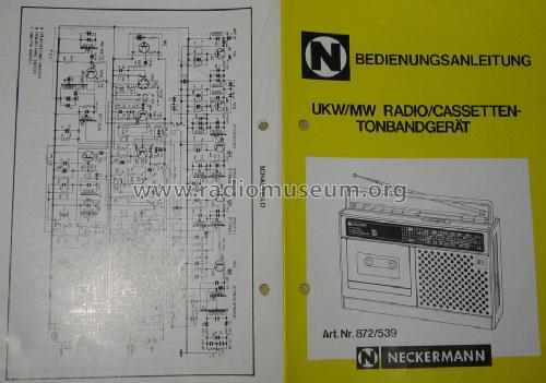 UKW/MW Radio/Cassetten-Tonbandgerät Art. Nr. 872/539; Neckermann-Versand (ID = 1699145) Radio