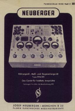 Röhrenmeßplatz RPM370/1; Neuberger, Josef; (ID = 448432) Equipment