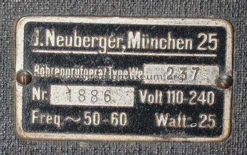 Röhrenprüfgerät WE237; Neuberger, Josef; (ID = 2801997) Equipment