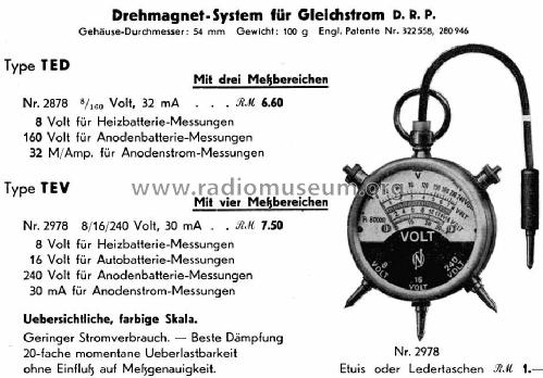 Taschen-Voltmeter TEV; Neuberger, Josef; (ID = 794071) Equipment