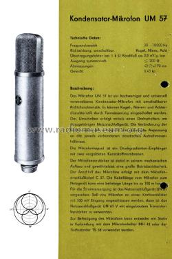 Kondensatormikrofon UM-57; Neumann & Co, Georg; (ID = 2739134) Mikrofon/TA