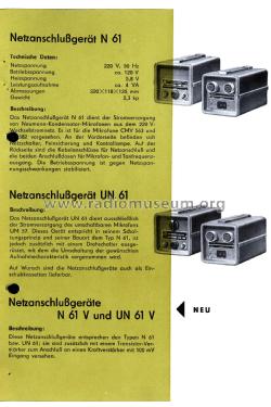 Netzanschlussgerät N61; Neumann & Co, Georg; (ID = 2739145) Power-S