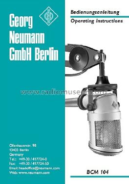 BCM104; Neumann, Georg, (ID = 674144) Microphone/PU
