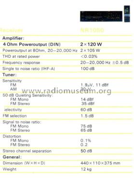 AM/FM Stereo Receiver NR-1050; Nikko Electric (ID = 2523465) Radio