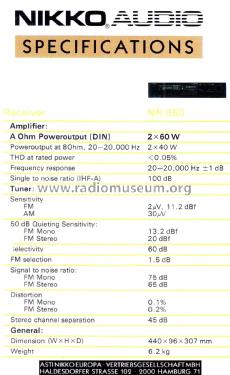 AM/FM Stereo Receiver NR-650 Quartz Lock; Nikko Electric (ID = 2513217) Radio
