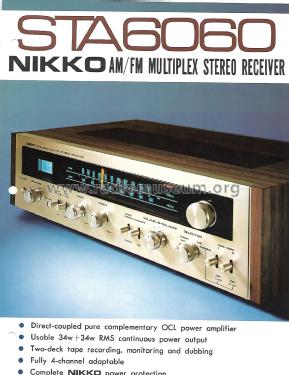 AM/FM Stereo Receiver STA-6060; Nikko Electric (ID = 2341142) Radio