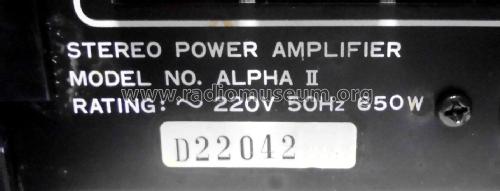 Stereo Power Amplifier Alpha II; Nikko Electric (ID = 2512032) Ampl/Mixer