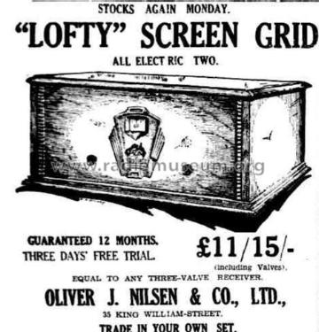 Lofty Screen Grid 2 ; Nilsen, Oliver J., & (ID = 1839443) Radio