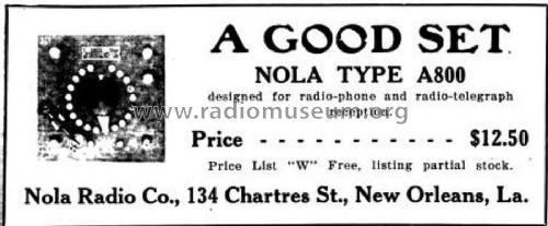 Nola Type A800; Nola Radio Company; (ID = 2020502) Crystal