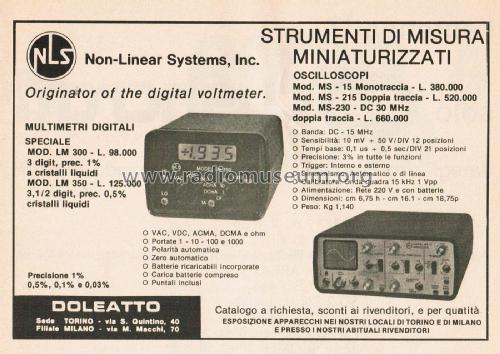 Digital Multimeter LM 300, LM 350; Non-Linear Systems (ID = 2824943) Equipment