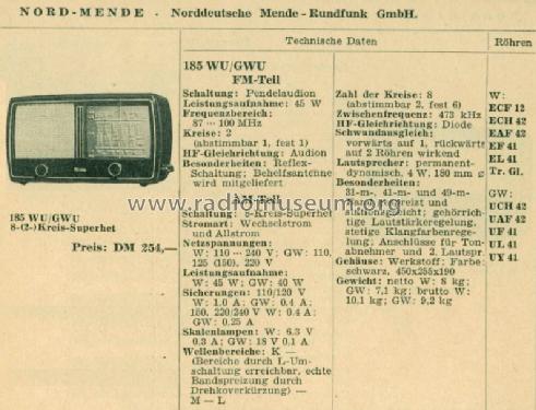 185GWU; Nordmende, (ID = 511557) Radio