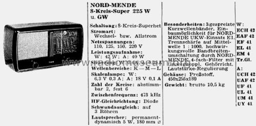 225GW; Nordmende, (ID = 2799981) Radio