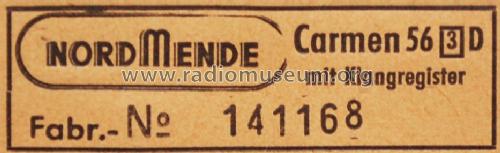 Carmen 56/3D Ch= 513; Nordmende, (ID = 1731655) Radio