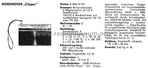 Clipper 9.100B; Nordmende, (ID = 3012368) Radio