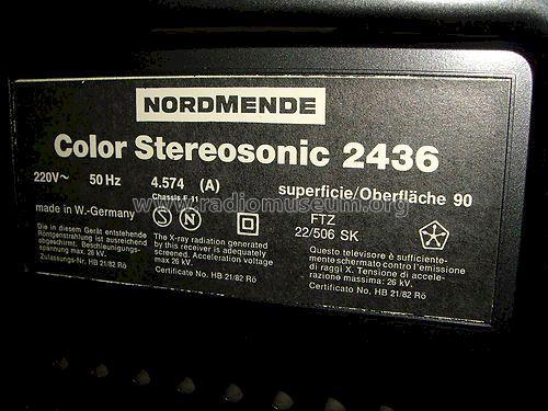 Color Stereosonic 2436 4.574 Ch= F 11; Nordmende, (ID = 1457518) Television