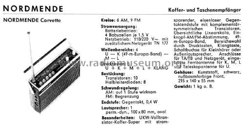 Corvette 20.115A Ch= 970.115A; Nordmende, (ID = 3117093) Radio