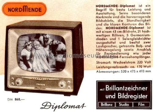 Diplomat 58 Ch= 5791X; Nordmende, (ID = 2205217) Television