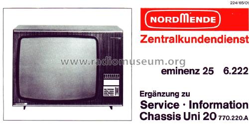 Eminenz 25 6.222 Ch= Uni 20 770.220.A; Nordmende, (ID = 1654545) Television