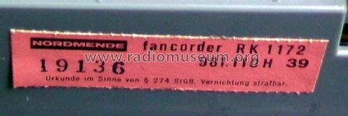 Fancorder 1172 981.110 H; Nordmende, (ID = 1637452) Radio