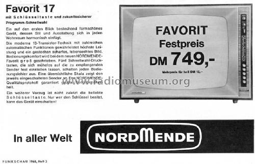 Favorit Ch= Uni 17; Nordmende, (ID = 210483) Télévision