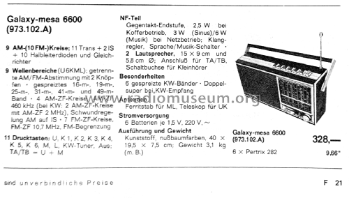 Galaxy-mesa 6600 973.102.A Ch= 773.120.A; Nordmende, (ID = 3116627) Radio