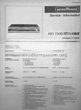 HiFi 7500/ST 1.138E Ch= 771.138E; Nordmende, (ID = 2845064) Radio